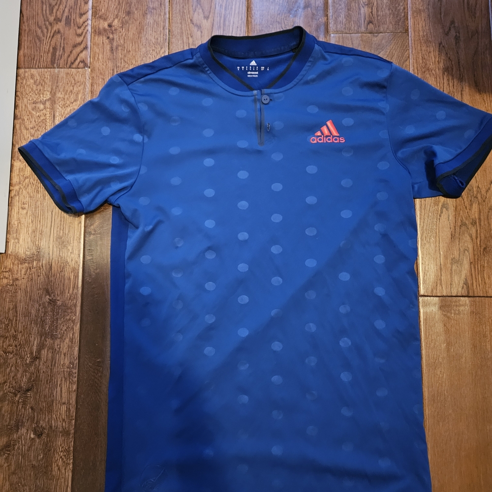 Adidas Blue Athletic Jersey Moisture-Wicking Tennis Crew Neck